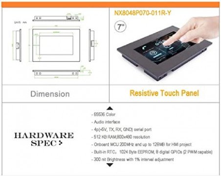 NEXTION Intelligent 7" NX8048P070_011C_Y ÉCRAN TACTILE