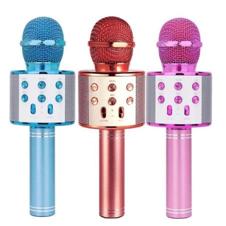Micro Bluetooth portable sans fil WS 858 avec micro karaoké haut-parleur intégré